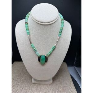 Jay King Green Gemstone & Sterling Silver Beaded Necklace